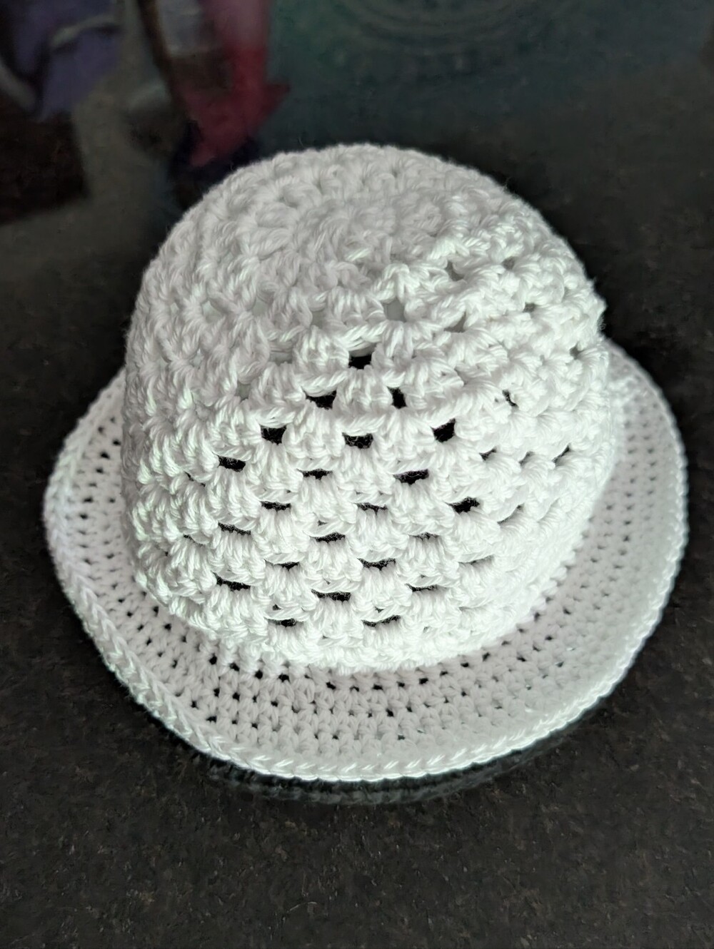 White Crocheted Child's Bucket Hat